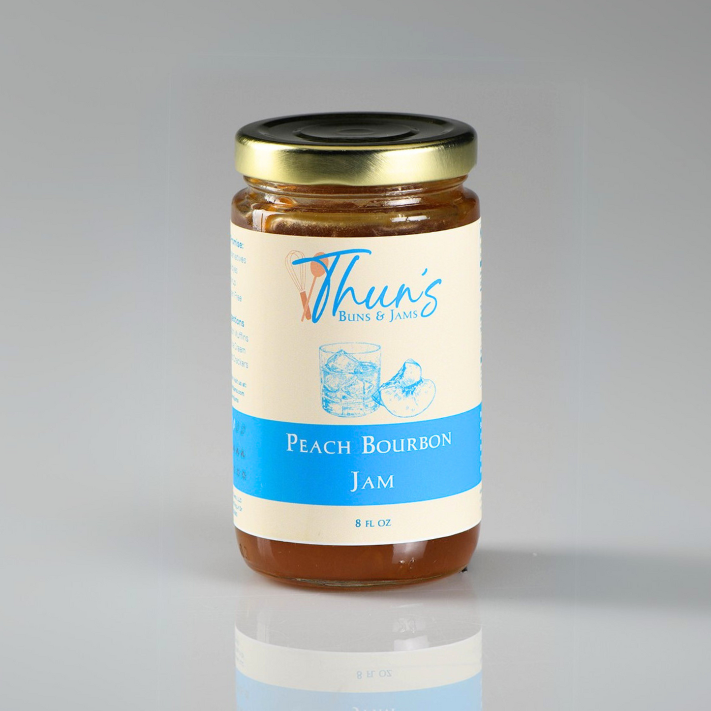Thuns Buns and Jams Peach Bourbon Jam Best Seller Shop Hand Made Small Batch Jams