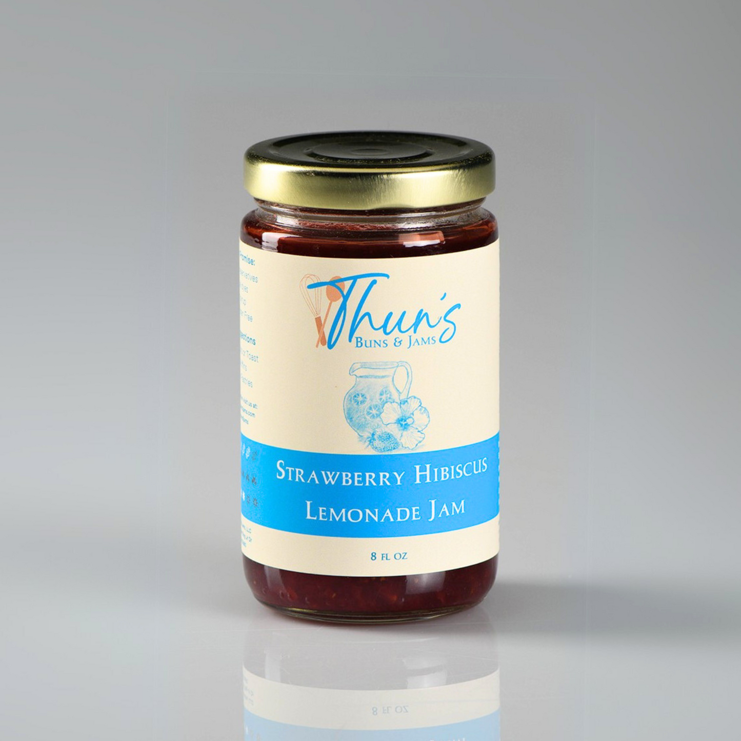 Thuns Buns and Jams Strawberry Hibiscus Lemonade Jam Best Seller Shop Hand Made Small Batch Jams