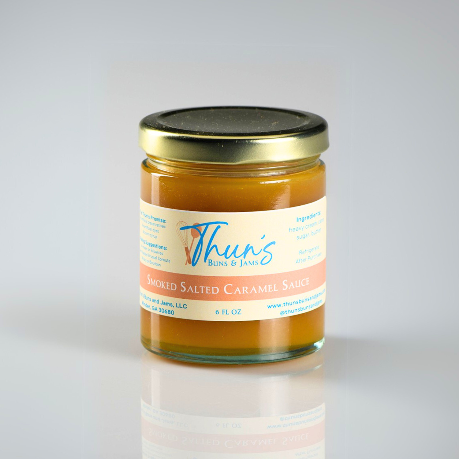Thuns Buns and Jams Smoked Salted Caramel Sauce Confections Collection Shop Hand Made Small Batch Jams and Sauces